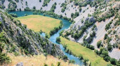 Flussbiegung vom Karstfluss Krupa - Angeln in Dalmatien